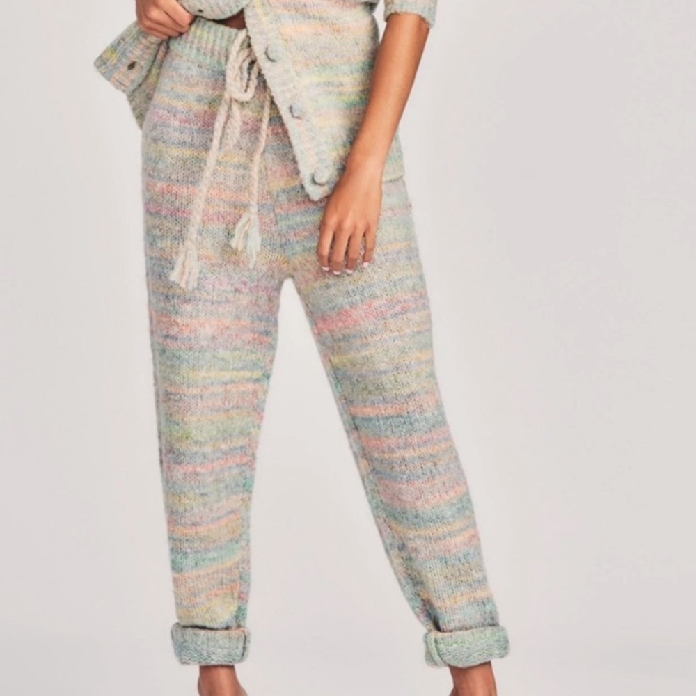 LoveShackFancy Olvera Knit Joggers Rainbow Pants Large